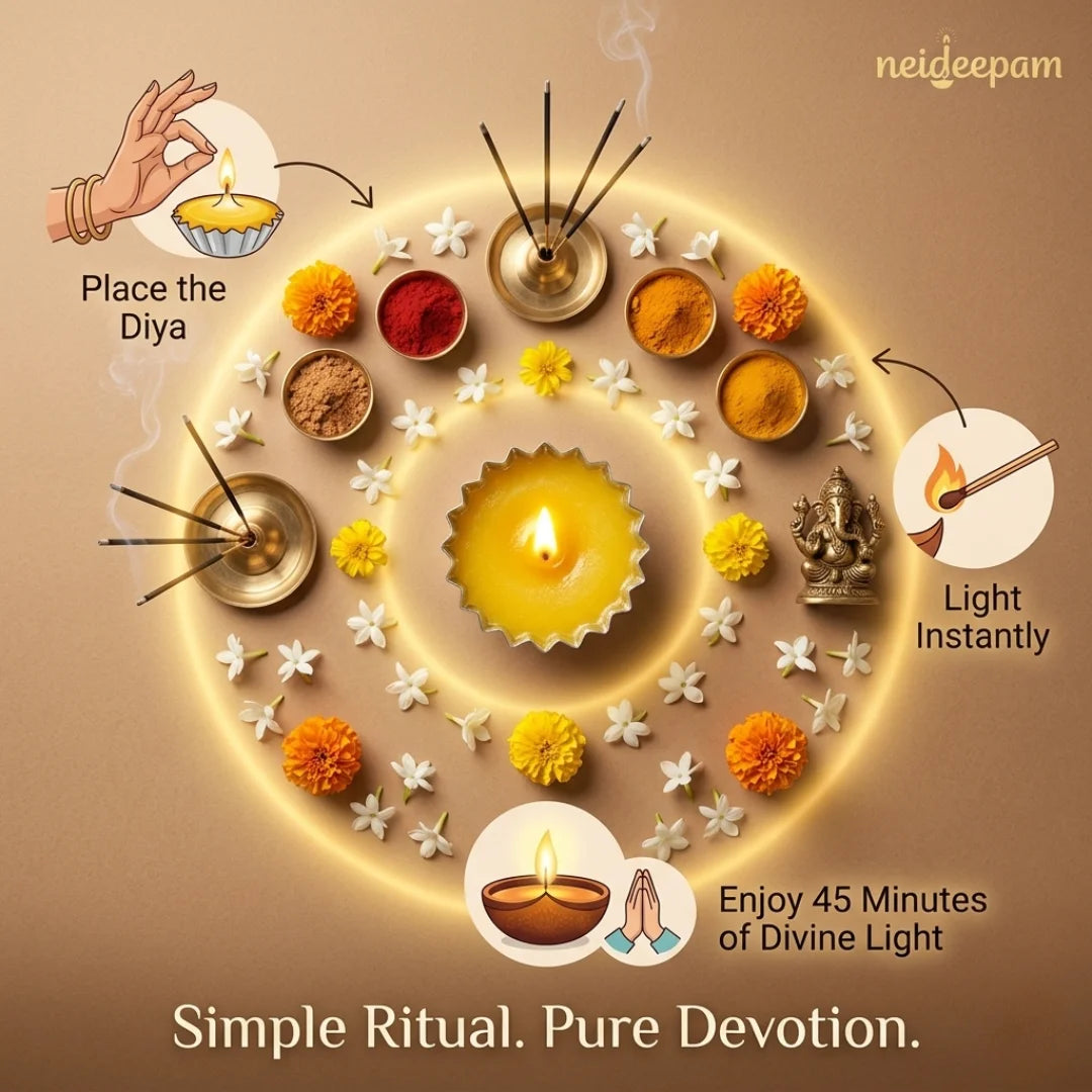 SSC® Ready-made pure Ghee Diya, Burn Time - 45 Mins, Indoor & Outdoor Use, Cup Diya, Tested & Certified by NABL