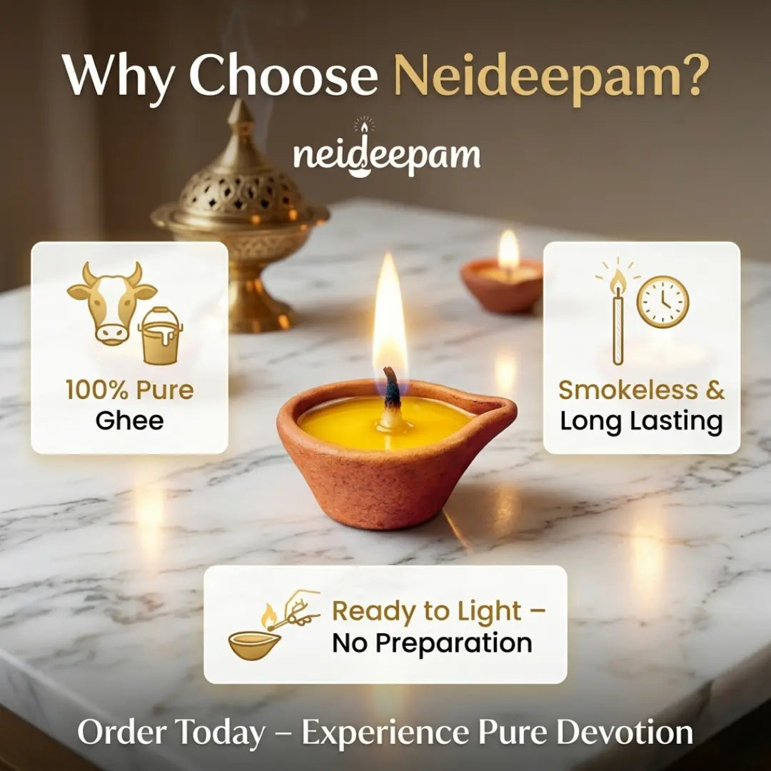 SSC® Ananta Cow Ghee Deepam, Clay Ghee Diyas, Steady Flame for Up to 1 Hour