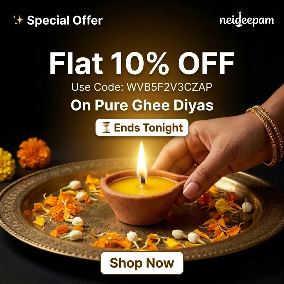 SSC® Ananta Cow Ghee Deepam, Clay Ghee Diyas, Steady Flame for Up to 1 Hour