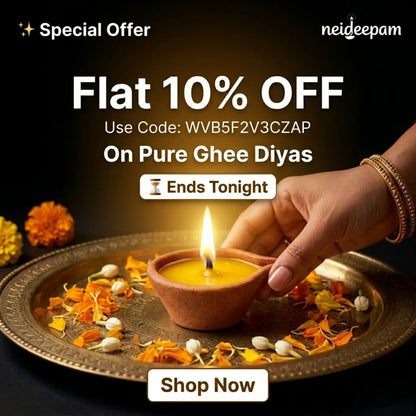 SSC® Ananta Cow Ghee Deepam, Clay Ghee Diyas, Steady Flame for Up to 1 Hour