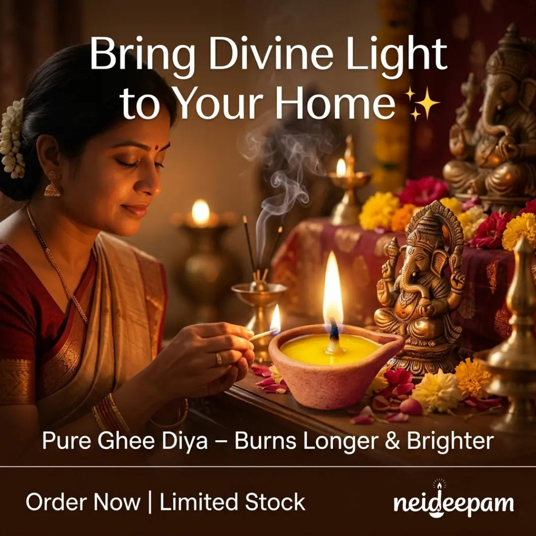 SSC® Ananta Cow Ghee Deepam, Clay Ghee Diyas, Steady Flame for Up to 1 Hour