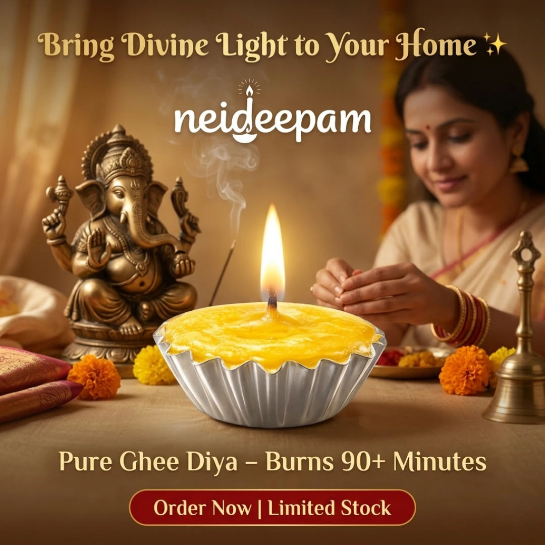 SSC® Ready-made pure Ghee Diya, 90-Minute Burn Time, Indoor Use, Aluminium Cup, NABL Tested & Certified