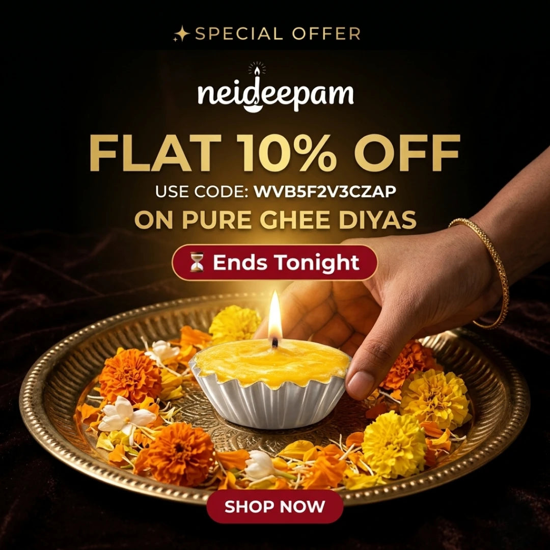SSC® Ready-made pure Ghee Diya, 90-Minute Burn Time, Indoor Use, Aluminium Cup, NABL Tested & Certified