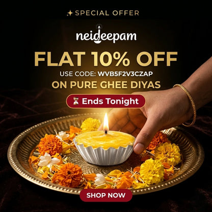 SSC® Ready-made pure Ghee Diya, 90-Minute Burn Time, Indoor Use, Aluminium Cup, NABL Tested & Certified