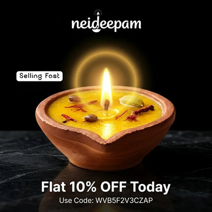 SSC® Punya Cow Ghee Deepam, Handmade, Natural, Ready to Use