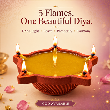 SSC® Panchamukhi Ghee Diya, Burn Time - 1.5 Hrs (Per Pcs), Tested & Certified by NABL