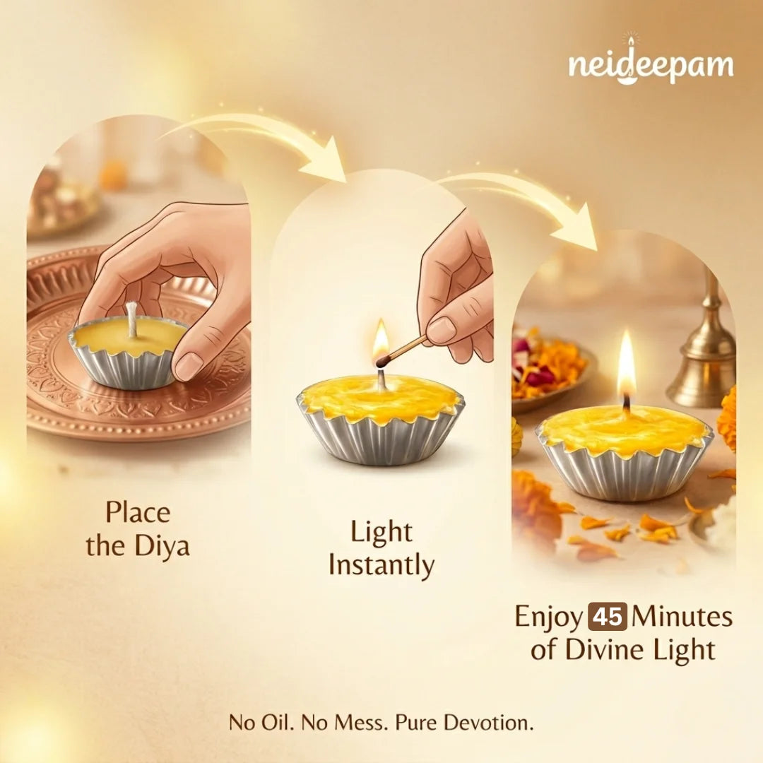 SSC® Ready-made pure Ghee Diya, Burn Time - 45 Mins, Indoor & Outdoor Use, Cup Diya,  Tested & Certified by NABL