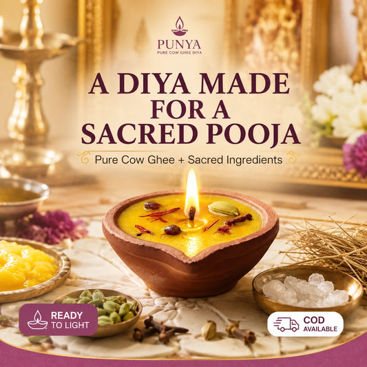 SSC® Punya Cow Ghee Deepam, Handmade, Natural, Ready to Use