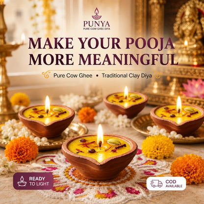 SSC® Punya Cow Ghee Deepam, Handmade, Natural, Ready to Use